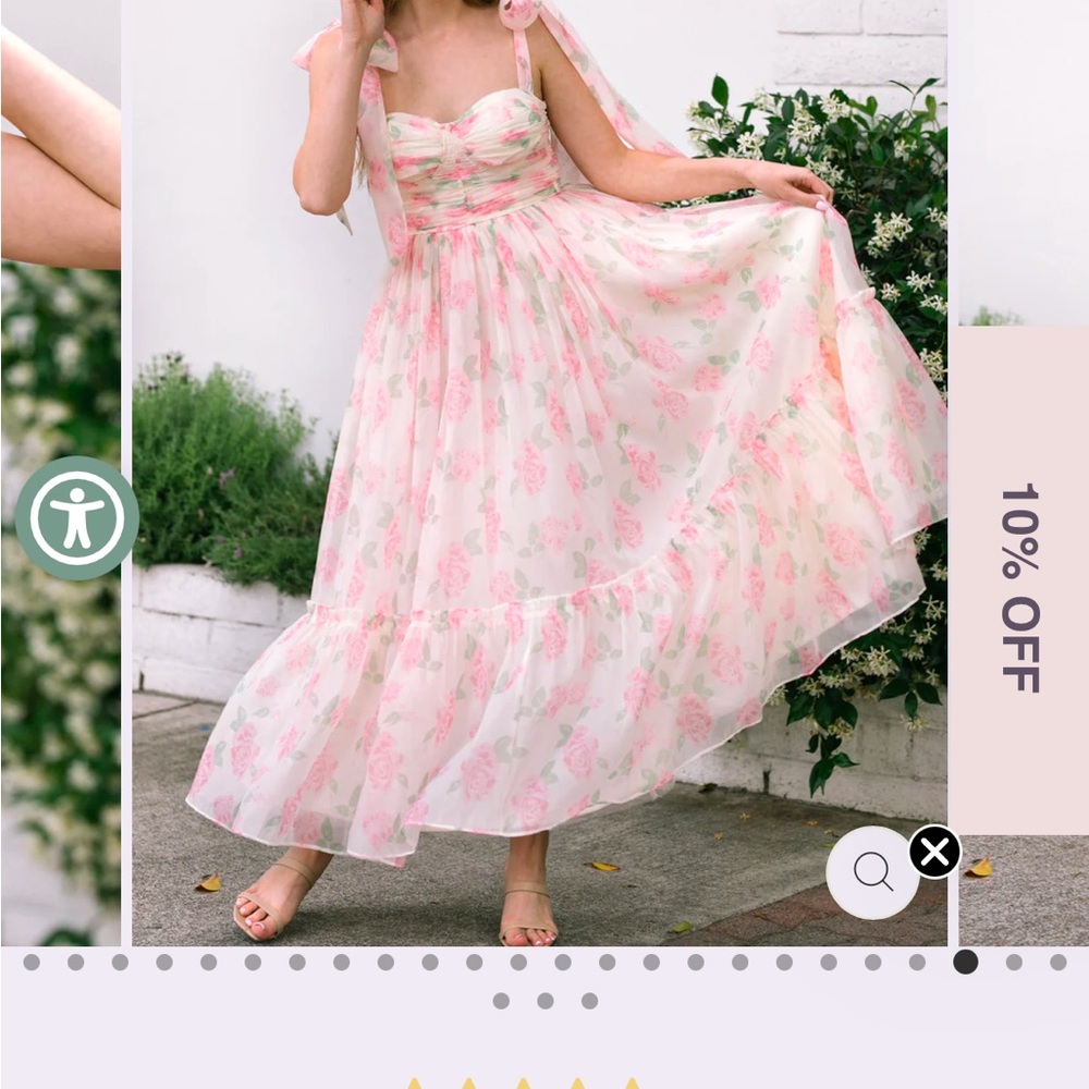 Floral Pink and White Maxi Dress
